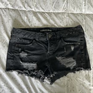 Black Distressed Jean Shorts